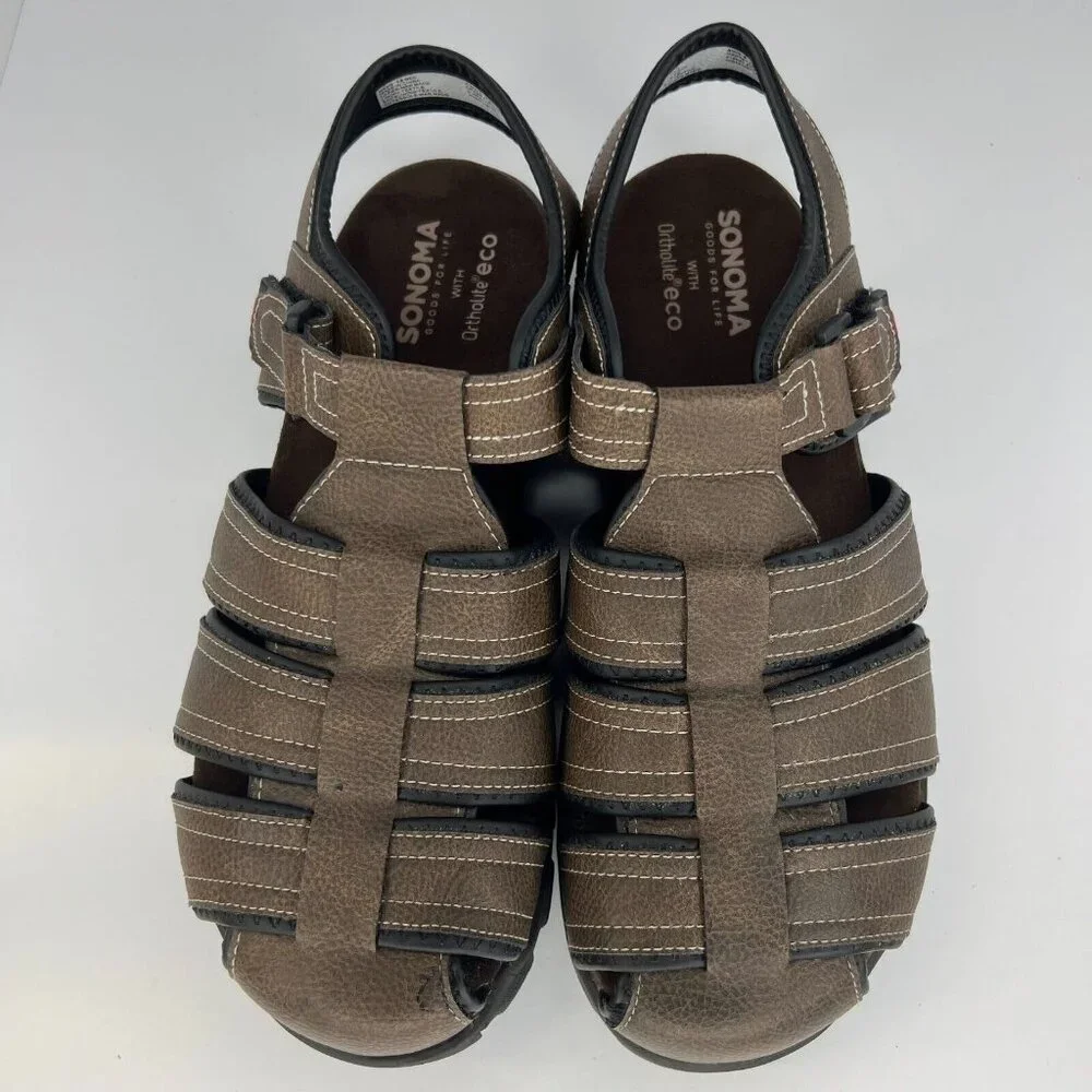 Sonoma Mens Brown Crosby Ortholite Eco Lightweight Size 13M Fisherman Sandals
